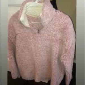 pink Sherpa quarter zip